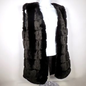 Lovposh Black Soft Faux Mink Fur Womens Sz M Vest NEW Hook & Eye